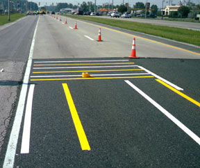 temporary pavement stripe tape for work zones